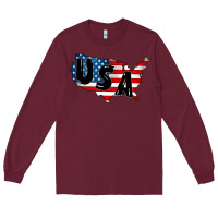 Burgundy Usa Long Sleeve Tee - CowhideDigitalArt