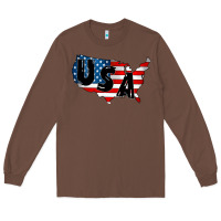 Chestnut Usa Long Sleeve Tee - CowhideDigitalArt