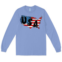 Colony Blue Usa Long Sleeve Tee - CowhideDigitalArt