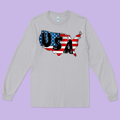 Usa Long Sleeve Tee Designed By Cowhidedigitalart
