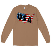 Toasted Coconut Usa Long Sleeve Tee - CowhideDigitalArt