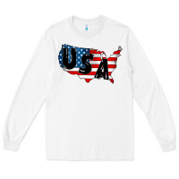 White Usa Long Sleeve Tee - CowhideDigitalArt