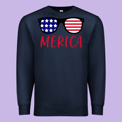 Merica Usa Flag Sunglasses 4th Of July Premium Sweatshirt Designed By Artisfamous