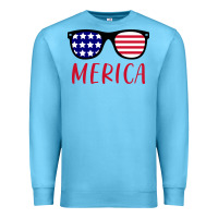 Ocean Blue Merica Usa Flag Sunglasses 4th Of July Premium Sweatshirt - artisFamous