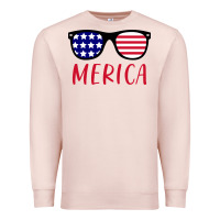 Pale Pink Merica Usa Flag Sunglasses 4th Of July Premium Sweatshirt - artisFamous