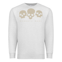 Oatmeal Heather memento mori three skulls Premium Sweatshirt - artisFamous