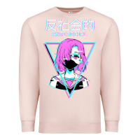 Pale Pink antisocial wave anime Premium Sweatshirt - artisFamous