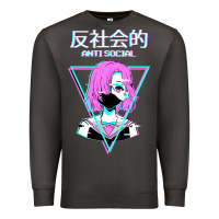 Smoke antisocial wave anime Premium Sweatshirt - artisFamous