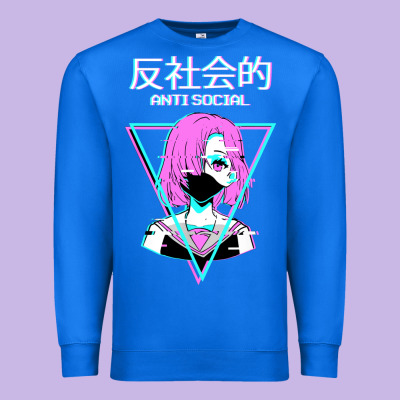 Antisocial Wave Anime Premium Sweatshirt Designed By Artisfamous
