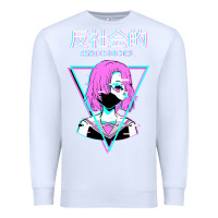 White antisocial wave anime Premium Sweatshirt - artisFamous