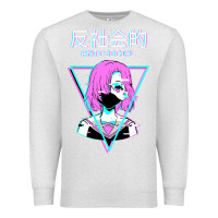 Oatmeal Heather antisocial wave anime Premium Sweatshirt - artisFamous