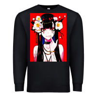 Black anime girl japanese Premium Sweatshirt - artisFamous