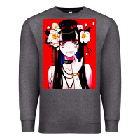 Charcoal Heather anime girl japanese Premium Sweatshirt - artisFamous