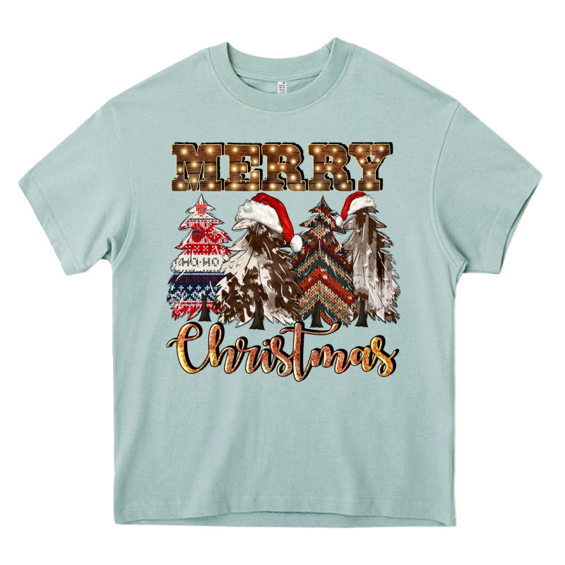 Merry Christmas Trees Heavy Core Tee by CowGirlArtShop | Teevron