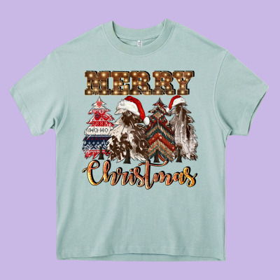 Merry Christmas Trees Heavy Core Tee Designed By Cowgirlartshop