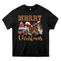 Black merry christmas trees Heavy Core Tee - CowGirlArtShop