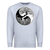Heather Grey tree of life yin yang Premium Sweatshirt - artisFamous