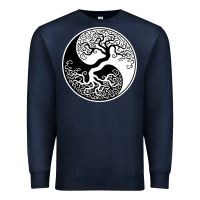Navy tree of life yin yang Premium Sweatshirt - artisFamous