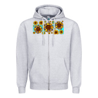 Heather Grey leopard sunflower gemstone Zipper Hoodie - JahusDesignShop