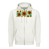 Oatmeal Heather leopard sunflower gemstone Zipper Hoodie - JahusDesignShop