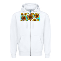White leopard sunflower gemstone Zipper Hoodie - JahusDesignShop