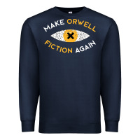 Navy make orwell fiction again Premium Sweatshirt - artisFamous