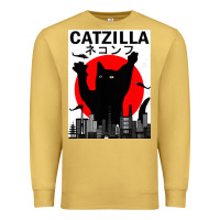 Antique Gold vintage catzilla japanese sunset style Premium Sweatshirt - artisFamous