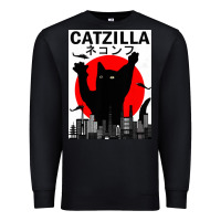Black vintage catzilla japanese sunset style Premium Sweatshirt - artisFamous