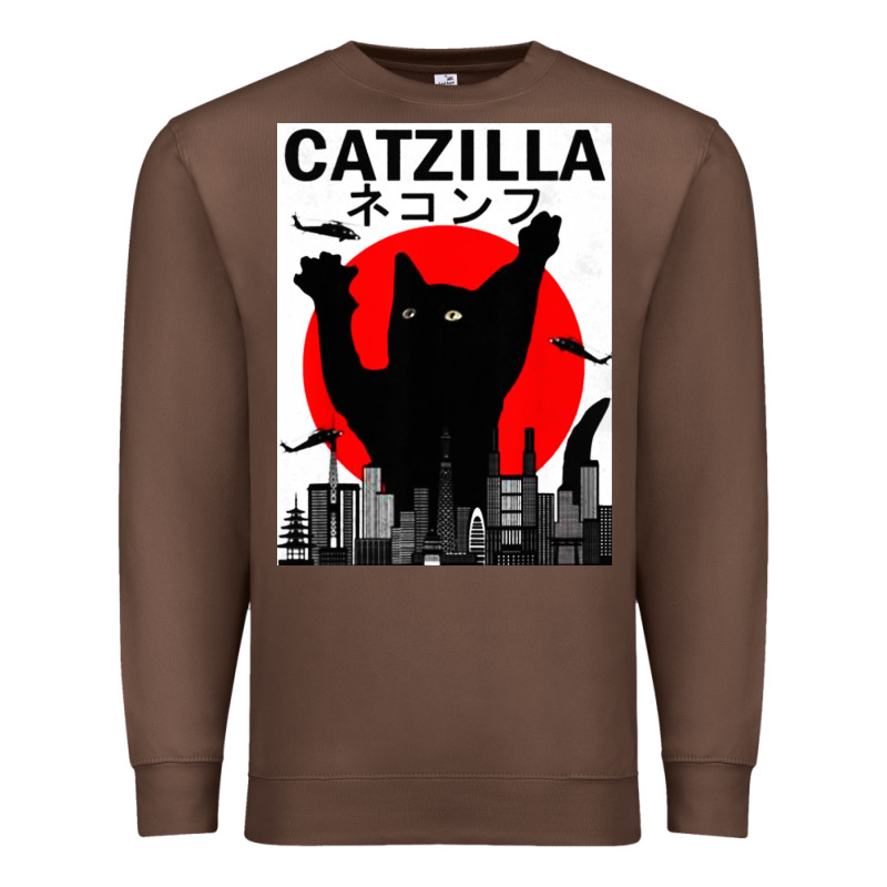 Vintage Catzilla Japanese Sunset Style Premium Sweatshirt by artisFamous | Teevron