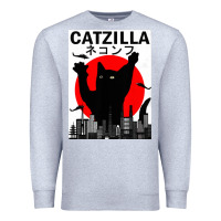 Heather Grey vintage catzilla japanese sunset style Premium Sweatshirt - artisFamous
