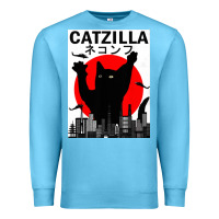 Ocean Blue vintage catzilla japanese sunset style Premium Sweatshirt - artisFamous