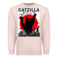 Pale Pink vintage catzilla japanese sunset style Premium Sweatshirt - artisFamous