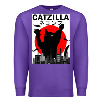 Purple vintage catzilla japanese sunset style Premium Sweatshirt - artisFamous