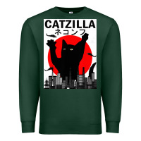 Sports Green vintage catzilla japanese sunset style Premium Sweatshirt - artisFamous