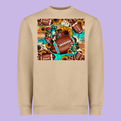 Football Cactus Sunflower Heavyweight Sweatshirt Designed By Jahusdesignshop