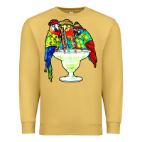 Antique Gold parrots drinking margarita hawaiian Premium Sweatshirt - artisFamous
