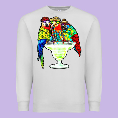 Parrots Drinking Margarita Hawaiian Premium Sweatshirt Designed By Artisfamous