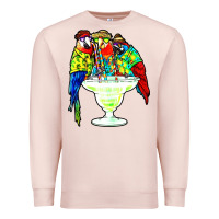 Pale Pink parrots drinking margarita hawaiian Premium Sweatshirt - artisFamous