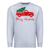 Heather Grey vintage red truck with christmas Premium Sweatshirt - artisFamous