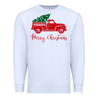 White vintage red truck with christmas Premium Sweatshirt - artisFamous