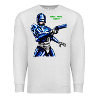 Oatmeal Heather 8bit robocop Premium Sweatshirt - artisFamous