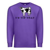 Purple i'd tip that funny cow tipping design Premium Sweatshirt - artisFamous