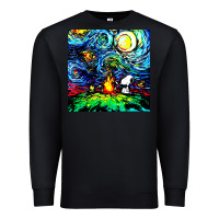 Black starry night print van gogh parody Premium Sweatshirt - artisFamous