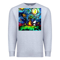 Heather Grey starry night print van gogh parody Premium Sweatshirt - artisFamous