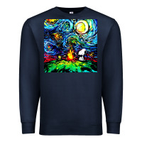 Navy starry night print van gogh parody Premium Sweatshirt - artisFamous