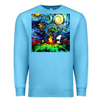 Ocean Blue starry night print van gogh parody Premium Sweatshirt - artisFamous