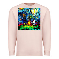 Pale Pink starry night print van gogh parody Premium Sweatshirt - artisFamous