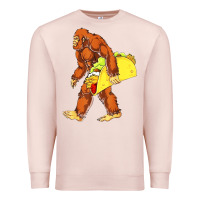 Pale Pink bigfoot carrying taco Premium Sweatshirt - artisFamous