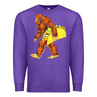Purple bigfoot carrying taco Premium Sweatshirt - artisFamous