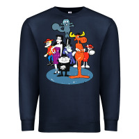 Navy rocky & bullwinkle and friends Premium Sweatshirt - artisFamous